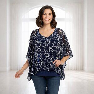 Ivy Ridge Boxy Flare Circle Print Blouse Size Medium